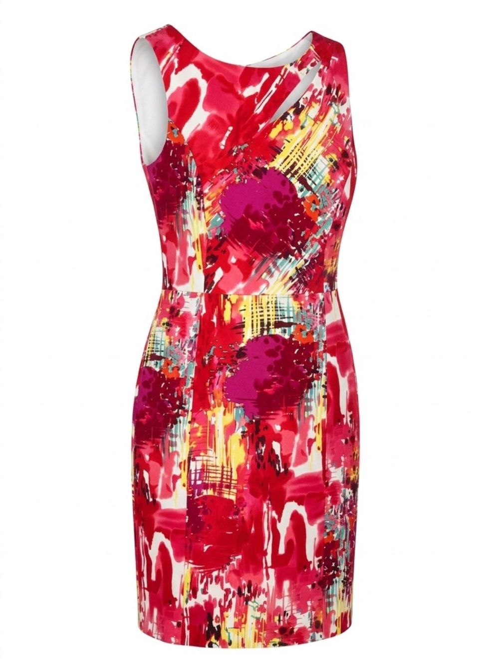 Kay Unger Pink Multicolor Abstract Sheath Dress